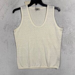 NWT Faconnable Linen Knit Tank Top XL Cream Textured Minimalist Quiet Luxury